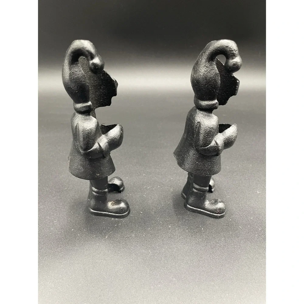 Crate & Barrel Cast Iron Metal Gnome Candleholders